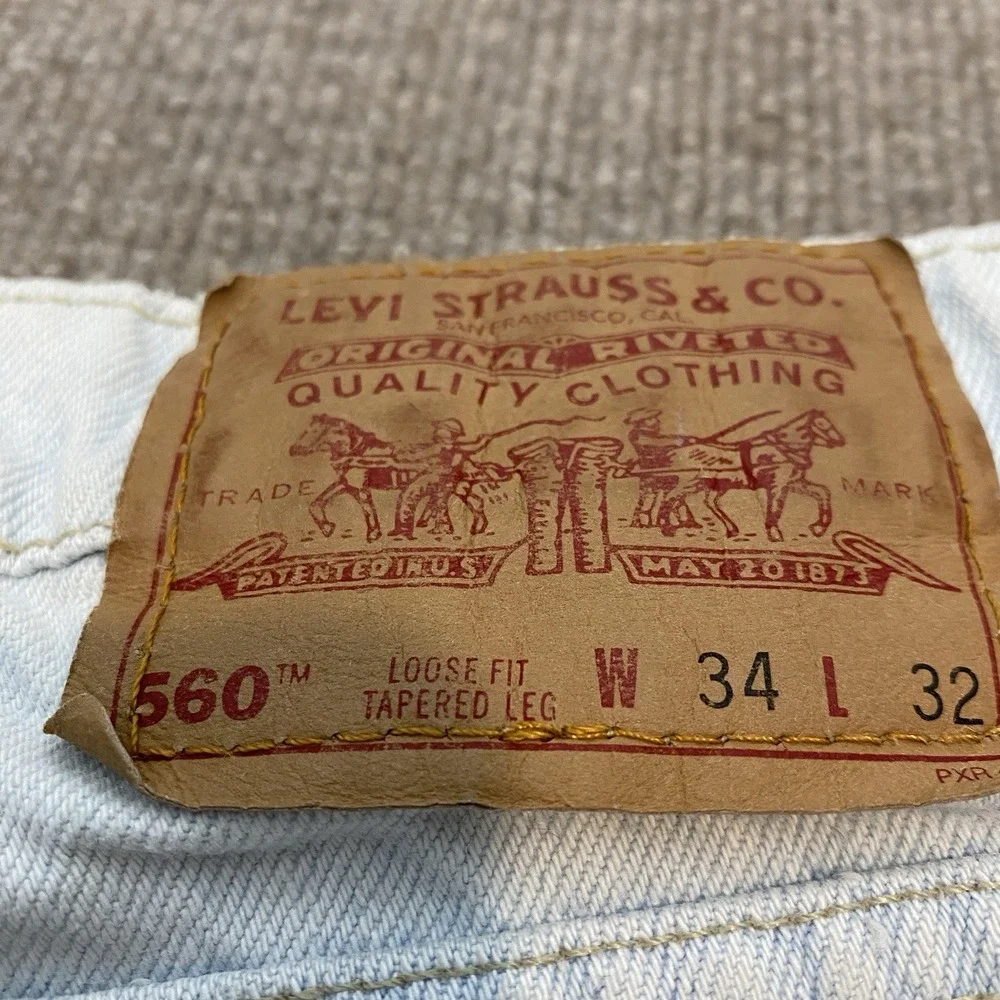 Vintage Levis Jeans Men 34x32 Fits 33x32 560 Relaxed Tapered 90s '95 Made in USA